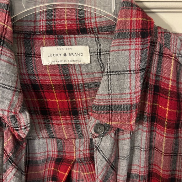 Lucky Brand Red and Gray Plaid Shirt - Picture 2 of 4